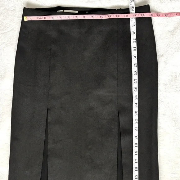 ZARA Collection NEW! Double Front Slits Black Wool Midi Straight Skirt--M - Picture 13 of 13